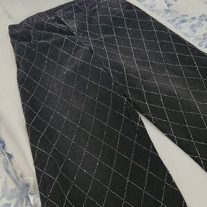 Flying Tomato Black Diamond Pattern Flare Jeans